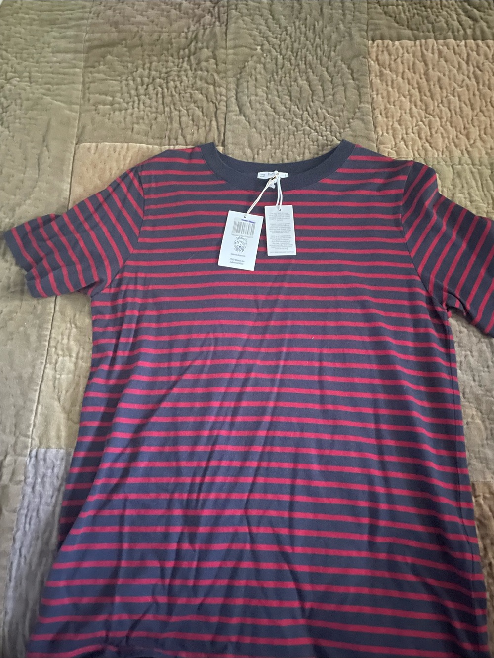 Ivy Maggie Striped Short-Sleeve Crewneck Shirt - Navy & Red Organic Cotton 6